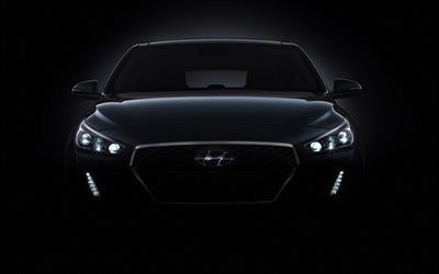 Hyundai i30, 2017 cars, darkness, studio, gray i30, Hyundai