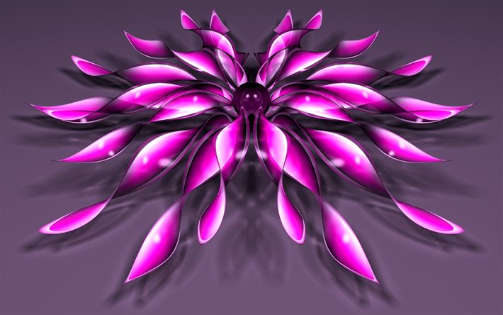 3D flower, creative, gray background