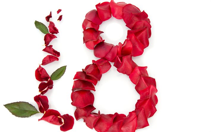 국제 여성의 날, 8 월, 축하합니다, 꽃잎