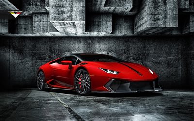supercars, Vorsteiner, optimización de 2016, Lamborghini Huracan, Novara Edición, rojo Huracan