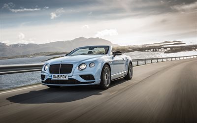el movimiento, la carretera, 2016, Bentley Continental GT Convertible, cabriolet, superdeportivos