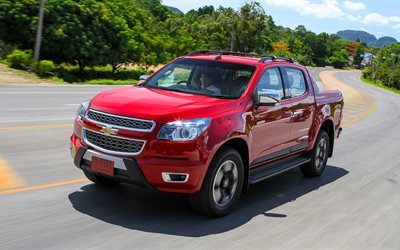 pick-up, Suv, 2016, le Colorado de Chevrolet, le Sport Edition, le mouvement, la Chevrolet rouge