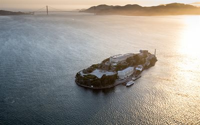 サンフランシスコ, alcatraz, 刑務所, 太平洋, 橋, ゴールデンゲート, 米国, 刑務所島