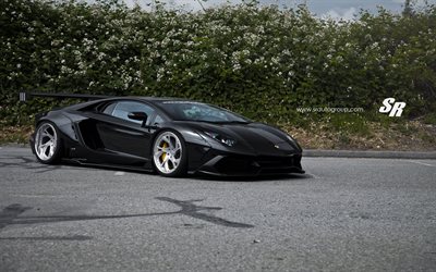 SR Auto, tuning, 2015, Lamborghini Aventador, la Libertà Piedi, supercar, nero aventador