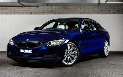 BMW 4-Serie Gran Coupé, F36, berline, 2016, parcheggio, parcheggio gratuito, blu bmw
