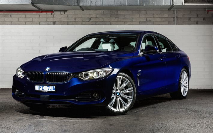BMW 4 Series Gran Coupe, F36, sedanes, 2016, aparcamiento, azul bmw