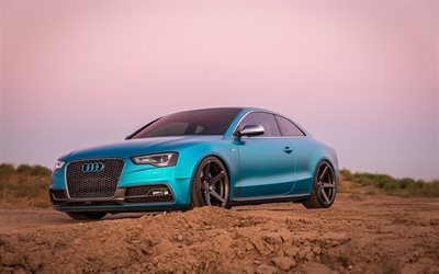 Audi S5, supercars, offroad, Vorsteiner, tuning, 2016, blue audi