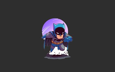 Batman, 4k, minimal, arrière-plan gris
