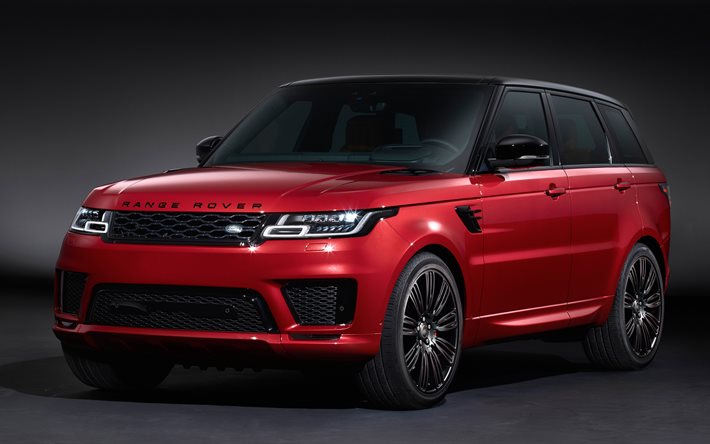 4k, Land Rover, Range Rover Sport, Autobiography, 2017, tuning, red  Range Rover, SUV, luxury cars