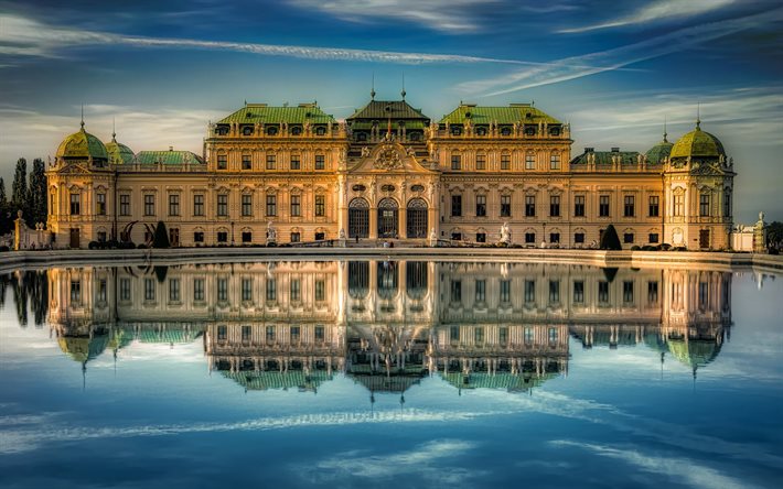 Castle Belvedere, Vienna, Lake, Austria, Belvedere, palace complex, baroque, Schloss Belvedere
