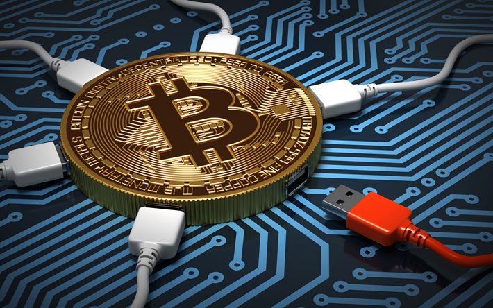 bitcoin, 3d guldmynt, kryptovaluta, elektroniska pengar, bitcoin-koncept