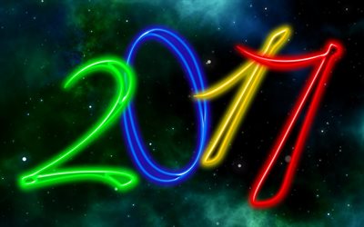 खुश नए वर्ष 2017, निहारिका, नीयन अंक, नया साल
