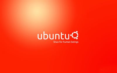 Ubuntu, Linux, sfondo arancione, logo di Ubuntu
