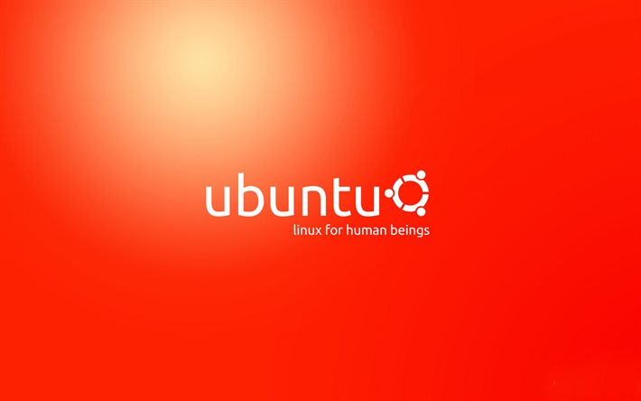 ubuntu, linux, オレンジ色の背景, ubuntuロゴ