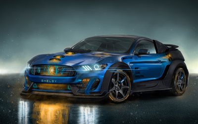 ford mustang shelby gt350, arte, 4k, 2018 carros, supercarros, mustang, ford