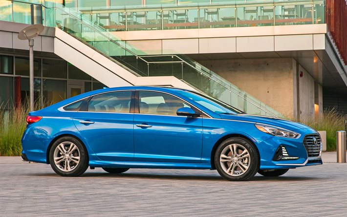 Hyundai Sonata en 2018, el azul del sedán, el nuevo Sonata, corea del Sur coches de Hyundai en