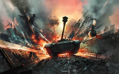 War Thunder, online game, World War II, poster, tank, battle, 4k