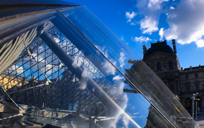 museu do louvre, paris, telhado de vidro, atrações, museu, frança, paris marcos