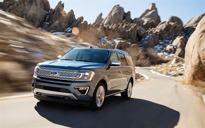 Ford Expedition, 2018, büyük lüks SUV, Amerikan arabaları, yeni Keşif, ABD, yol, hız, 4k, Ford