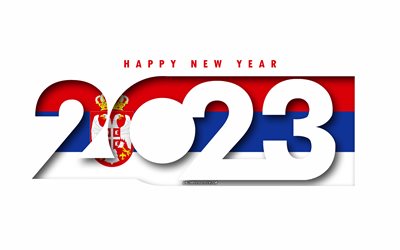 hyvää uutta vuotta 2023 serbia, valkoinen tausta, serbia, minimaalista taidetta, vuoden 2023 serbian konseptit, serbia 2023, 2023 serbia tausta