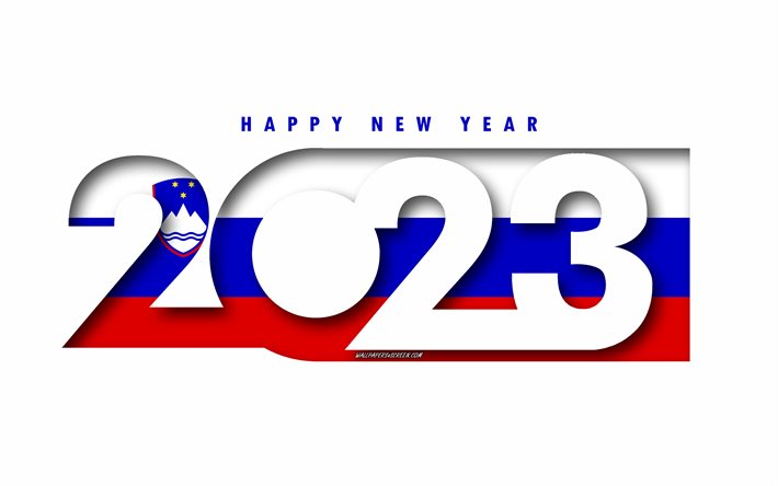 felice anno nuovo 2023 slovenia, sfondo bianco, slovenia, arte minima, concetti della slovenia 2023, slovenia 2023, 2023 sfondo della slovenia, 2023 felice anno nuovo slovenia