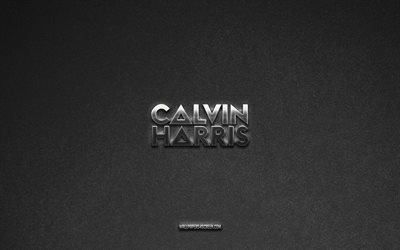 Calvin Harris logo, music brands, gray stone background, Calvin Harris emblem, popular logos, Calvin Harris, metal signs, Calvin Harris metal logo, stone texture