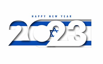 frohes neues jahr 2023 israel, weißer hintergrund, israel, minimale kunst, 2023 israel konzepte, israel 2023, 2023 israel hintergrund, 2023 frohes neues jahr israel