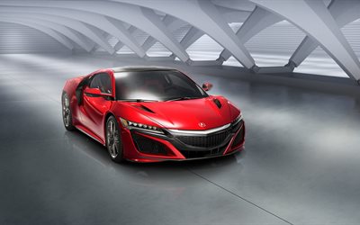 Acura NSX, 4k de 2017, los coches, supercars, rojo nsx, el Acura