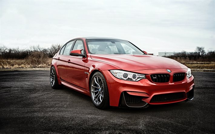 El BMW M3, sedanes, F80, optimización de 2017, coches, rojo m3, BMW