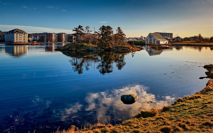 النرويج, vibrandsoy, بحيرة, haugesund, المدينة