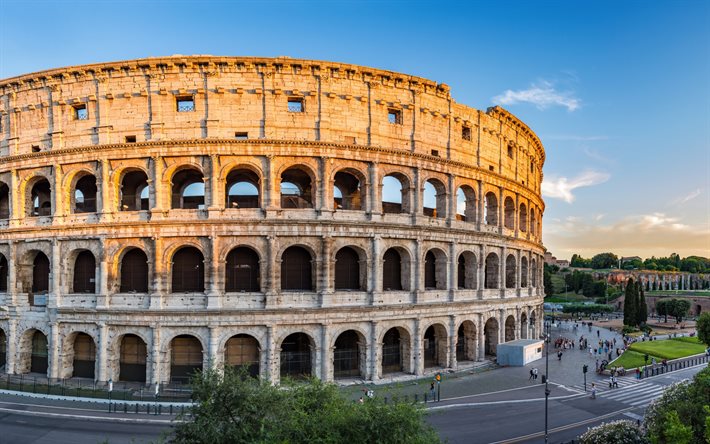kolosseum, abends, rom, italien, europa