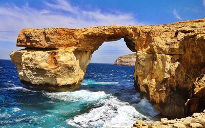 Fenêtre d'azur, Malte, mer, rochers, Espagne