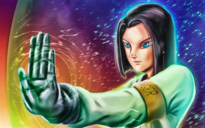 Android 17, 4k, Dragon Ball, Dragon Ball FighterZ, DBZF, des personnages de Dragon Ball, Android 17 4K