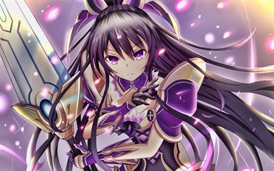 Tohka Yatogami, sword, Date A Live, potagonists, Yatogami Toka, artwork, Tohka Yatogami Date A Live