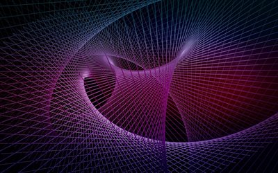 紫フラクタル, 幾何学, 紫色のライン, ネオンライン