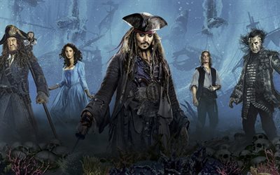 piratas do caribe, dead men tell no tales, 2017, jack sparrow, aventura, contos, geoffrey rush, johnny depp, brenton thwaites, kaya scodelario