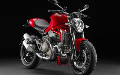 les motos sportives, studio, 2016, la Ducati Monster 1200, rouge ducati, superbikes