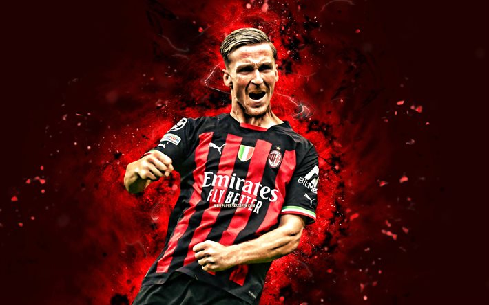 alexis saelemaekers, 4k, luci al neon rossa, ac milan, calcio, calciatori belgi, alexis saelemaekers 4k, milano fc, background astratto rosso, alexis saelemaekers milan, rossoneri