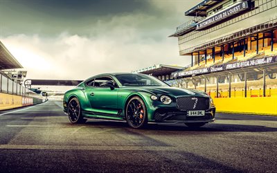 2023, Bentley Continental GT Le Mans Collection, 4k, front view, exterior, luxury cars, green Continental GT, British cars, Bentley
