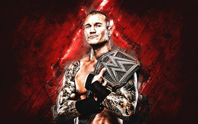Randy Orton, WWE, american wrestler, Randal Keith Orton, red stone background, World Wrestling Entertainment, wrestling
