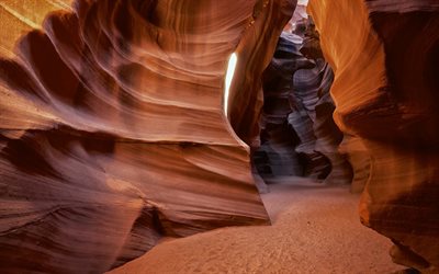 falaise, canyon, sable, Antelope Canyon, Arizona, états-unis