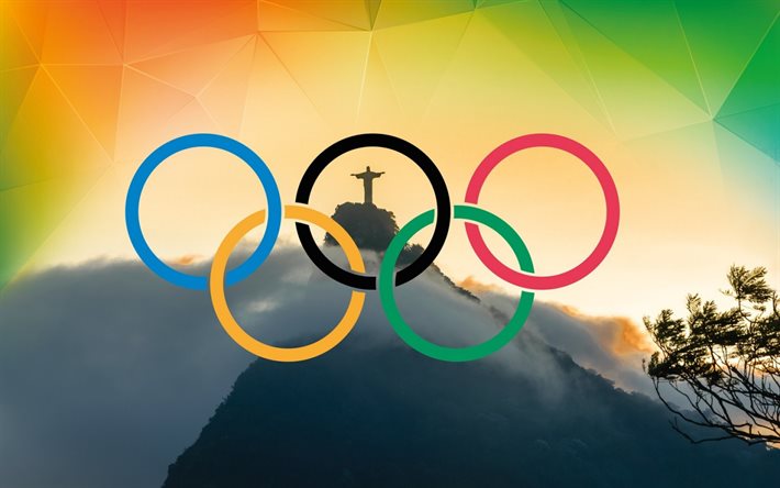 sommer-olympiade 2016, logo, 2016 olympische spiele in rio 2016, brasilien, rio olympics, corcovado