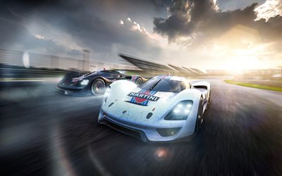 Porsche Vision GT Concept, supercars, raceway, road, racing, white porsche