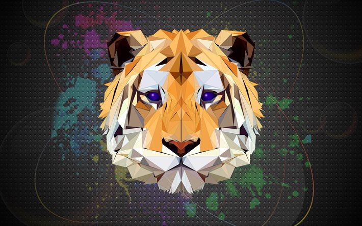 tiger, 4k, art, creative