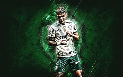 Richard Rios, Palmeiras, Colombian football player, green stone background, Brazil, football