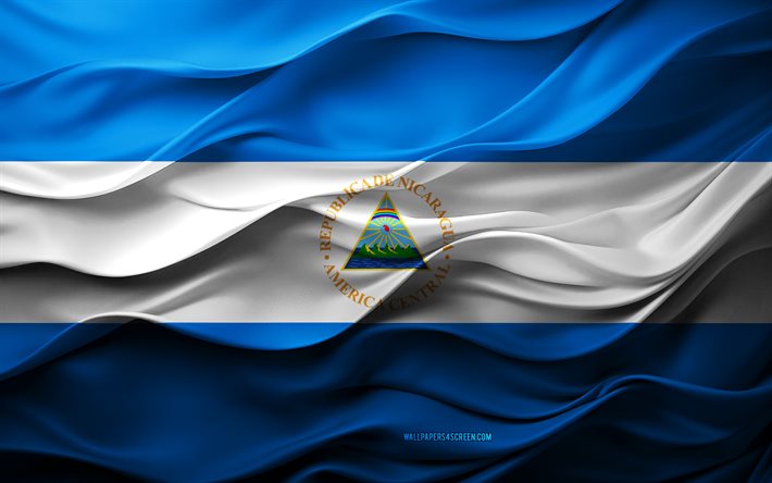 4k, bandera de nicaragua, países de américa del norte, 3d nicaragua bandera, américa del norte, textura 3d, día de nicaragua, símbolos nacionales, arte 3d, nicaragua