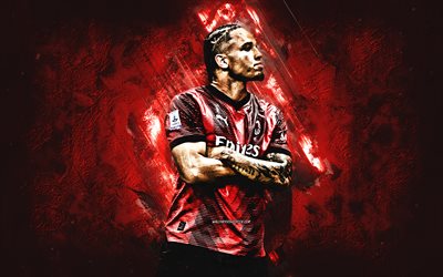 Noah Okafor, AC Milan, Swiss football player, red stone background, Serie A, Italy, football
