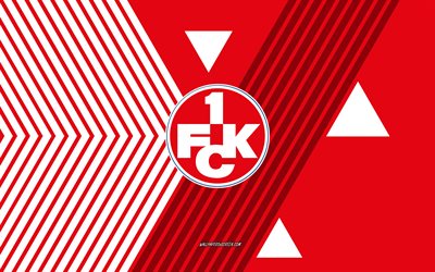 1 Kaiserslautern FC logo, 4k, German football team, red white lines background, 1 Kaiserslautern FC, Bundesliga 2, Germany, line art, 1 Kaiserslautern FC emblem, football