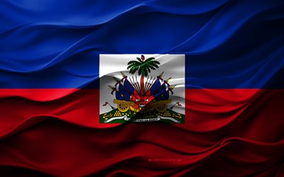 4k, 아이티의 깃발, 북미 국가, 3d 아이티 깃발, 북아메리카, 아이티 깃발, 3d 텍스처, 아이티의 날, 국가 상징, 3d 아트, 아이티