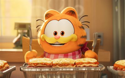 Garfield, 4k, adventure, The Garfield Movie, 2024 Movies, cartoon cat, cartoon characters